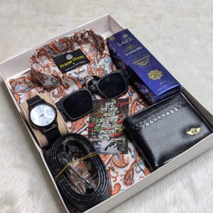 ডিজিটাল প্রিন্টার শার্ট এর কম্ব সেট শার্ট, ঘরি, মানিব্যাগ, পারফিউম, বেল্ট ,চশমা ও চিরকুট-1